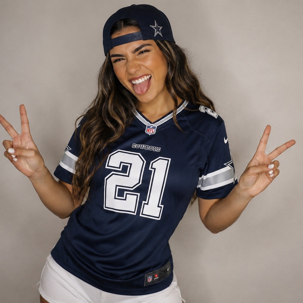 ⭐️NFL⭐️ Official Dallas 🏈 Cowboys Navy Star # 21 Jersey Ezekiel Elliot Football